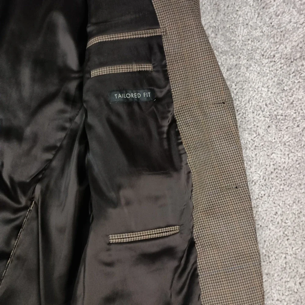 Jos. A. Bank‎ Traveler Tailored Fit 42L Wool Houndstooth Overcheck Mens Blazer